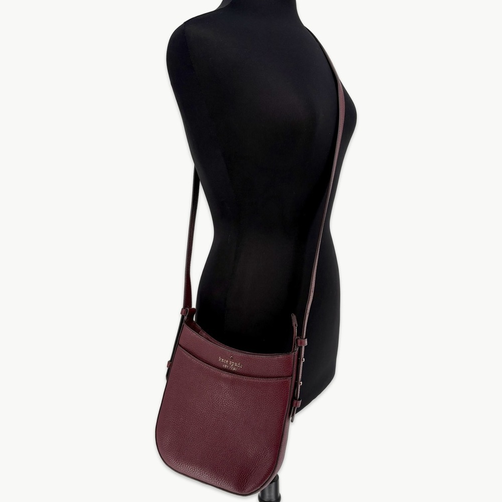 Kate Spade Leila North South Leather Crossbody OS Sherrywood Minimalist Classic - Picture 3 of 16